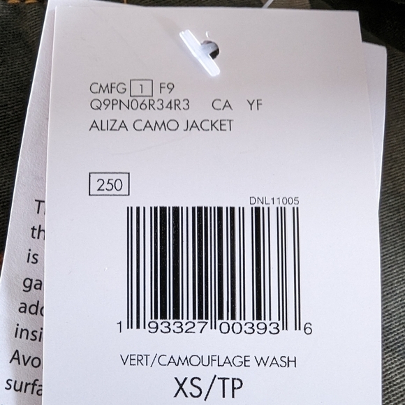 GUESS Y2K Aliza Cropped Cotton Jacket, Distressed Camo New with Tags, Size XS - Picture 11 of 12